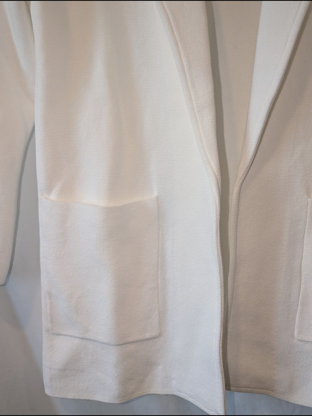 Quince 100% Organic White Open-Front Knit Blazer Cardigan - Picture 3 of 6